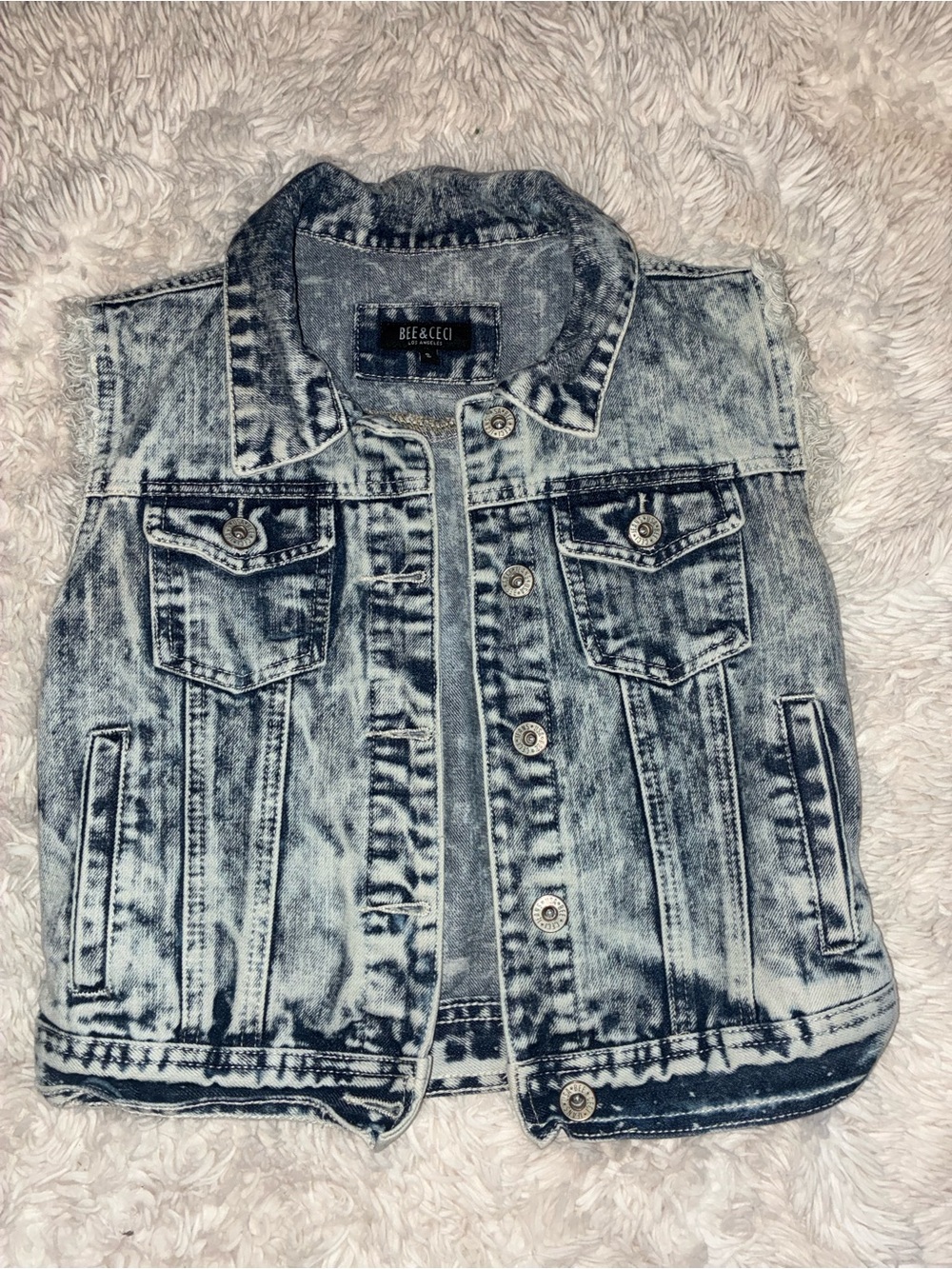 Acid Wash Denim Vest Jean Jacket